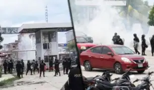 Obreros de Construcción Civil y la policía se enfrentaron en sede del Gobierno Regional de Loreto