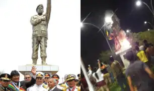 Bolivia: manifestantes derribaron estatua de Hugo Chávez por presunto fraude electoral