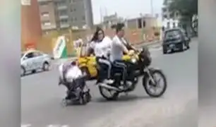 La Libertad: bebé es trasladado en moto sin medidas de seguridad