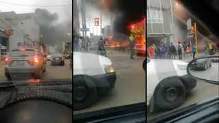 Lince: bus de transporte público se incendia en la avenida Petit Thouars