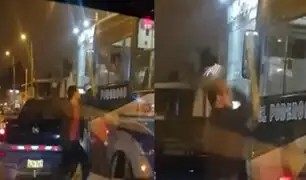 Surco: sujeto enfurecido lanzó roca a chofer de bus porque le cerró el paso