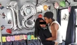 Chofer cumple 18 años y su novia le hace fiesta en microbús
