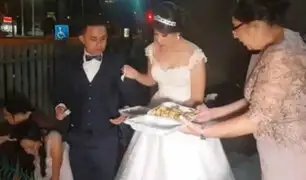 VIDEO | ¡Un hermoso gesto! Pareja comparte banquete de bodas con niños de hospital