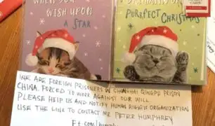 Encuentran en tarjeta navideña el mensaje de un preso en China: ''Por favor, ayúdennos''