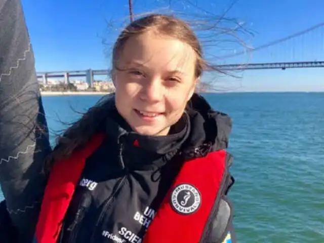 Rumbo a la COP25: Greta Thunberg desembarca en Lisboa tras 20 días de viaje