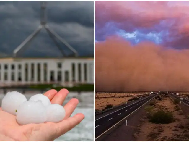 Granizada y tormenta de polvo sorprendió a los australianos