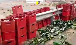 Ancón: decenas de botellas de cerveza terminaron en la pista tras accidente