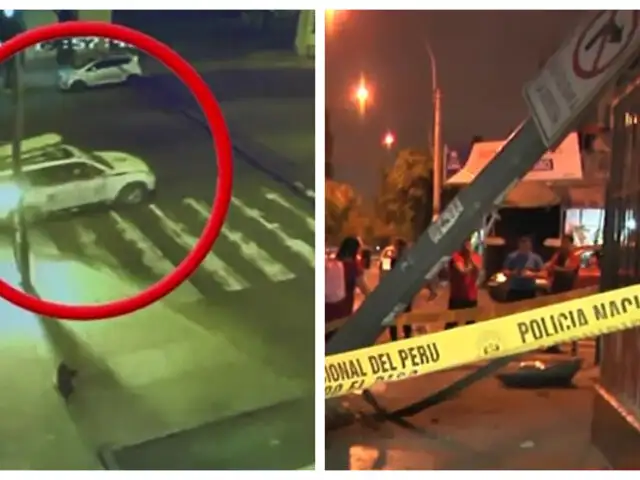 Cercado de Lima: camioneta PNP choca y derriba poste de alumbrado público