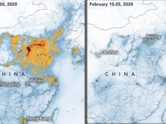 Según la NASA, coronavirus provoca una reducción histórica de la polución en China
