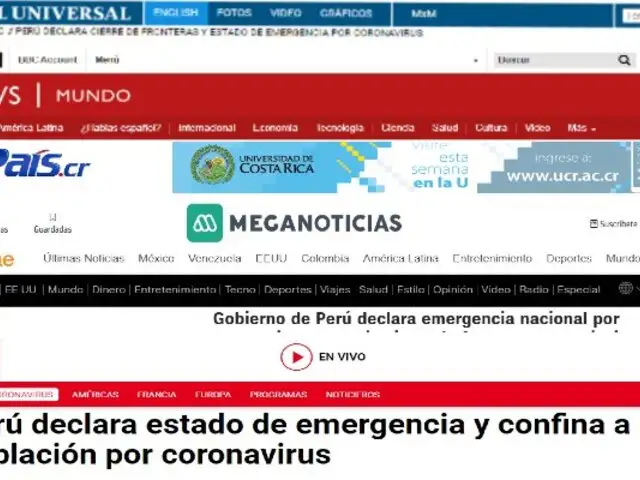 Prensa extranjera informa sobre estado de emergencia y cierre de fronteras en Perú