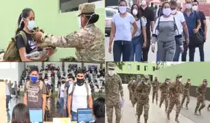 Reservistas llegan a escuela militar de Chorrillos