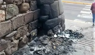 Cusco: queman basura y dañan muro inca en calle del centro histórico