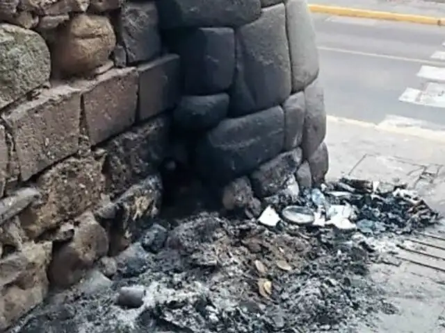 Cusco: queman basura y dañan muro inca en calle del centro histórico