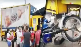 Iquitos: camión impacta contra dos mototaxis y una vivienda