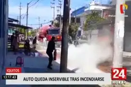 Iquitos: auto se incendió por corto circuito