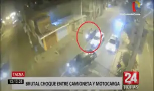 Tacna: motocarga impacta violentamente contra poste tras intentar adelantar a camioneta