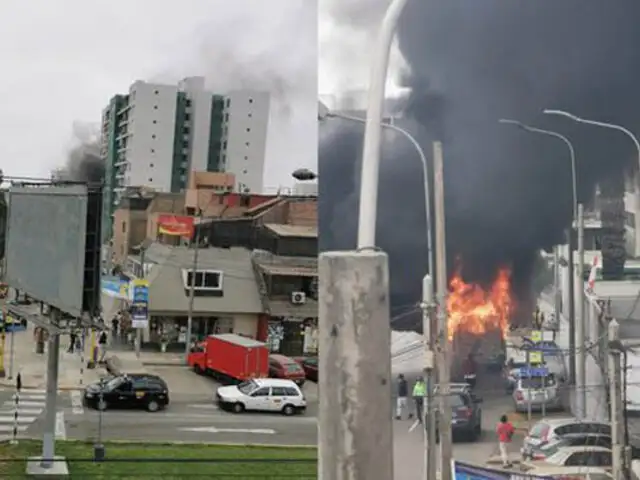 Pánico en San Miguel: incendio consumió auto en avenida Los Precursores