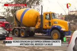 Surco: Vecinos afectados por derrame de cemento desde camiones