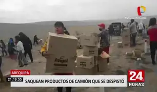 Arequipa: saquean productos de camión que se despistó