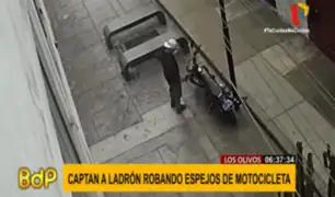 Los Olivos: ladrón se roba espejos de moto en menos de un minuto