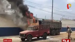 San Luis: camión se incendió en plena Av. Circunvalación