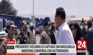 Tacna: presidente Vizcarra fue captado sin mascarilla mientras conversaba con autoridades