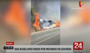 Piura: extraño incendio se inició en cochera de buses de transporte urbano