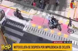 Ayacucho: cámara de seguridad registró despiste de una moto por ciclista