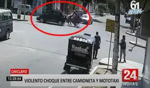 Chiclayo: impactantes imágenes del choque entre una mototaxi y camioneta