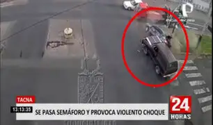 Tacna: estos son los precisos momentos en que una camioneta y taxi colisionan