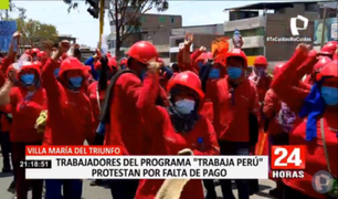 VMT: obreros del programa "Trabaja Perú" protestan por falta de pago
