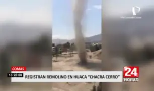 Comas: registran remolino en huaca Chacra Cerro