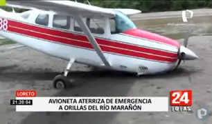 Avioneta aterriza de emergencia en orillas del río Marañón por fallas mecánicas