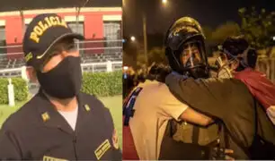Habla policía que fue fotografiado abrazando a dos jóvenes manifestantes durante marcha
