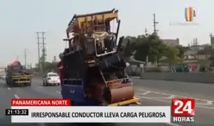 Conductor lleva excesiva carga por Panamericana Norte