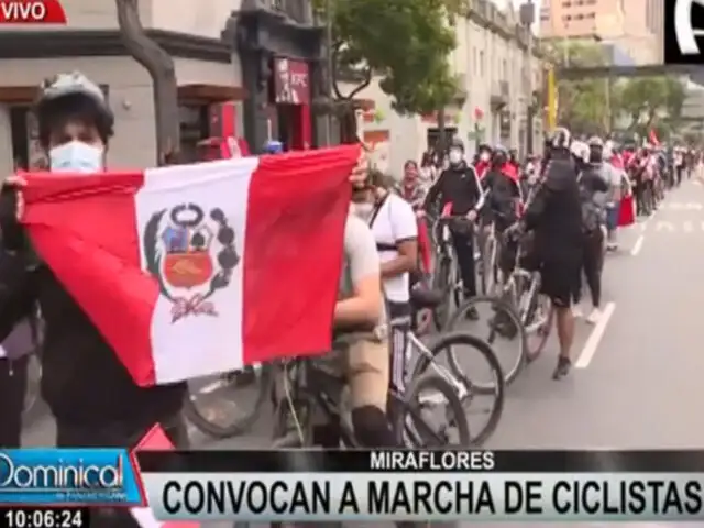 Miraflores: ciclistas se unen a protestas contra gobierno de Manuel Merino