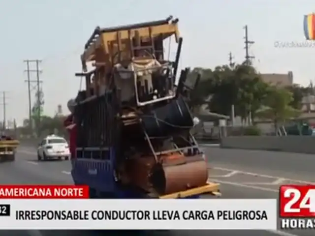 Conductor lleva excesiva carga por Panamericana Norte
