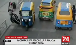 San Juan de Miraflores: mototaxista atropella a policía y luego fuga
