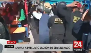 Juliaca: Policía rescata a presunto ladrón que era golpeado por comerciantes