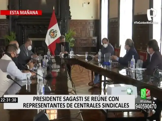Presidente Sagasti se reunió con representantes de centrales sindicales y empresarios
