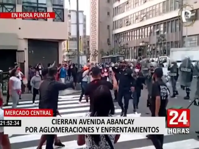 Mesa Redonda: Av. Abancay se cerró este jueves por aglomeraciones y enfrentamientos