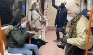 Metro de Madrid fue escenario de una bochornosa pelea por mal uso de mascarilla