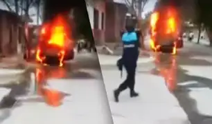 Auto se incendia en plena calle de Tumbes