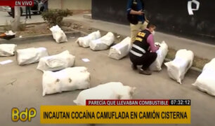 Callao: incautan sacos con cocaína camuflada en un camión cisterna