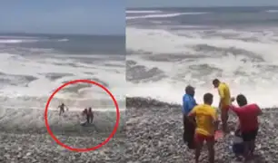 Sujeto ingresó a playa La Pampilla con tabla de tecnopor y se salvó de morir
