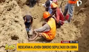 Tumbes: joven obrero casi termina sepultado por derrumbe en obra