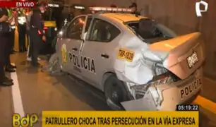 Patrullero choca tras persecución en Vía Expresa: un policía resultó herido