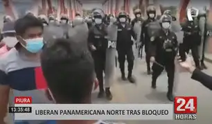 Piura: lanzan gas lacrimógeno a manifestantes que bloquearon Panamericana Norte