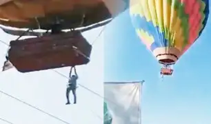 Hombre quedó colgado de un globo aerostático en México