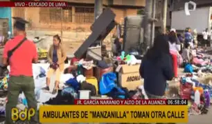 Cercado: ambulantes desalojados de la zona de Manzanilla se apoderan de calle aledaña